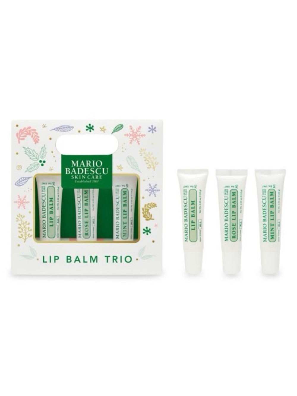 Mario Badescu Lip Balm Trio Set Coconut Oil Shea Butter Rose Mint NWT